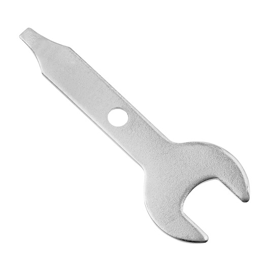 BLACKDECKER BCRT8K35 silver metal wrench with flathead tip, product on white background.
