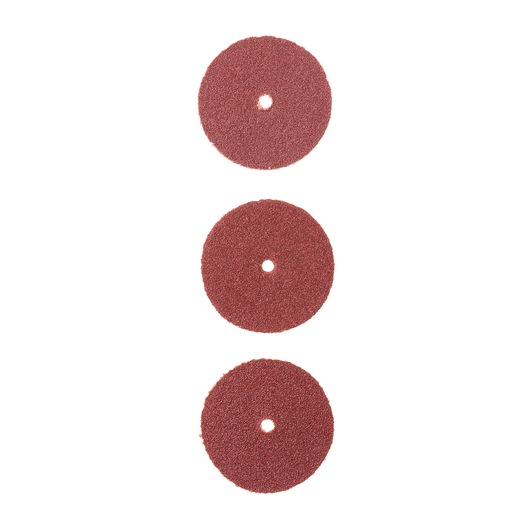 BLACKDECKER abrasive cutting discs BCRT8K35, brown, set of three, front angle, photography.