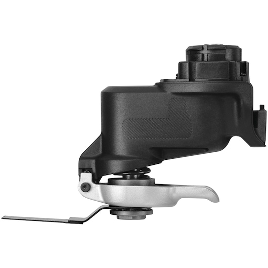 BLACKDECKER BDCDMT1206KITWC power tool attachment, black and silver, side view on white background.