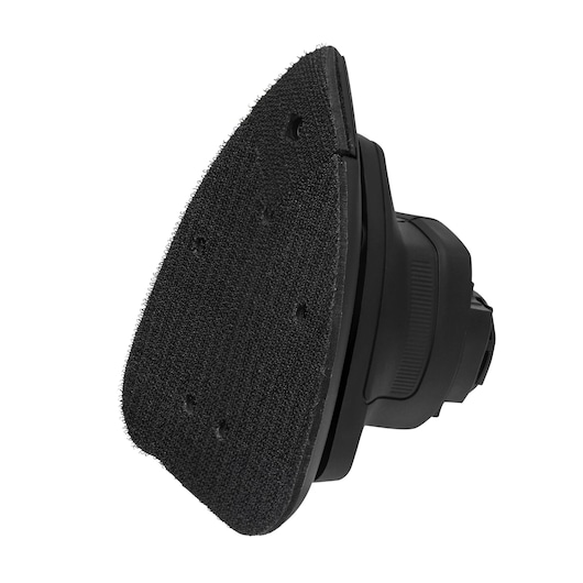 BLACKDECKER BDCMTS triangular sanding pad attachment for oscillating multi-tool, close-up on white background.
