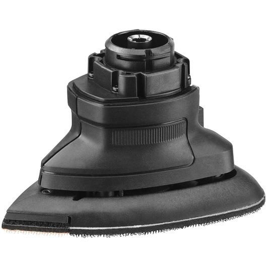 BLACKDECKER BDCMTS multi-tool sanding attachment, black, close-up on white background.
