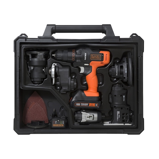 Taladro Inalámbrico 20V MAX* MATRIX™ con 6 Cabezales Intercambiables