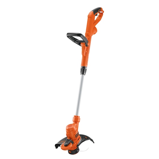 BLACKDECKER GH900 orange electric string trimmer, front angle on white background.