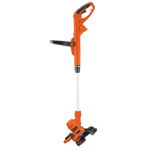 BLACKDECKER GH900 orange electric string trimmer side view on white background.