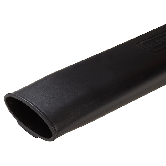 BLACK+DECKER LB700 leaf blower black nozzle attachment, angled view on white background.