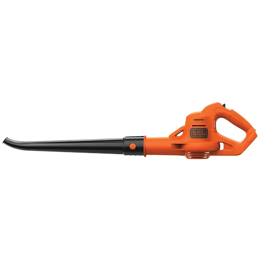 BLACKDECKER LSW221 orange cordless leaf blower side view on white background.